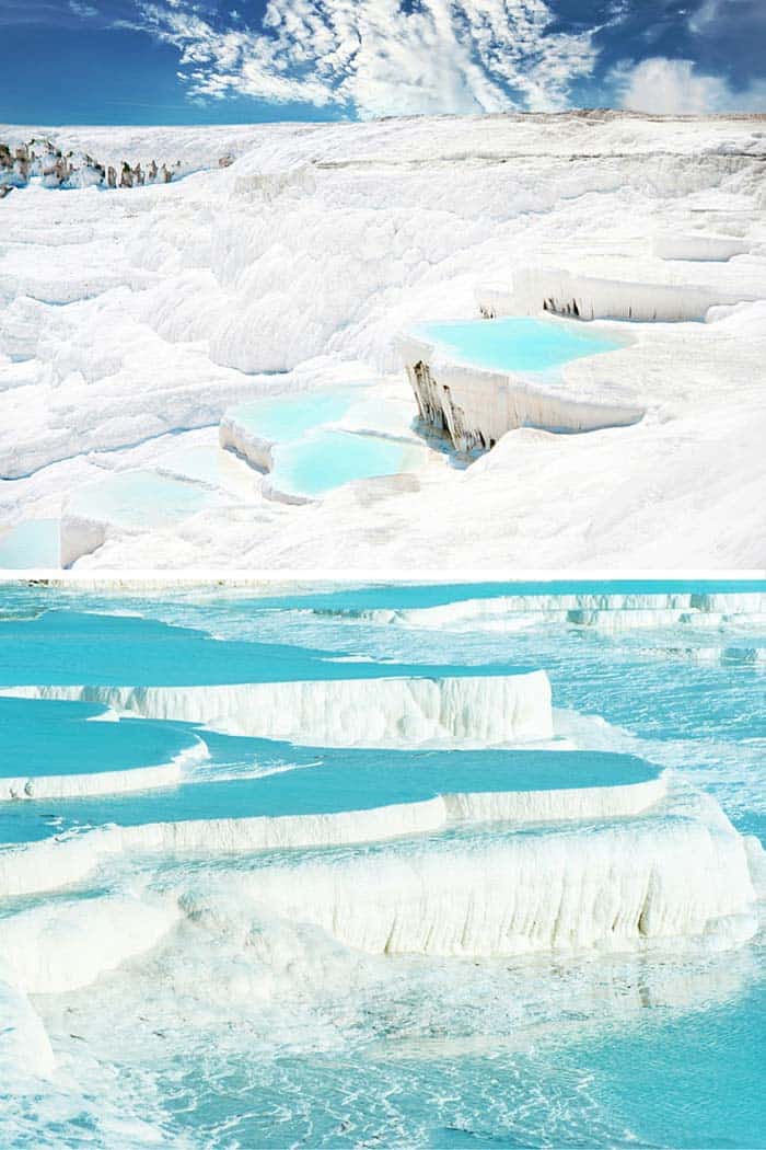 Pamukkale, meaning “cotton castle” in Turkish is a natural site in southwestern Turkey that has existed for thousands of years. 20 UNREAL Travel Destinations you have to see!! Click through to read the full post!