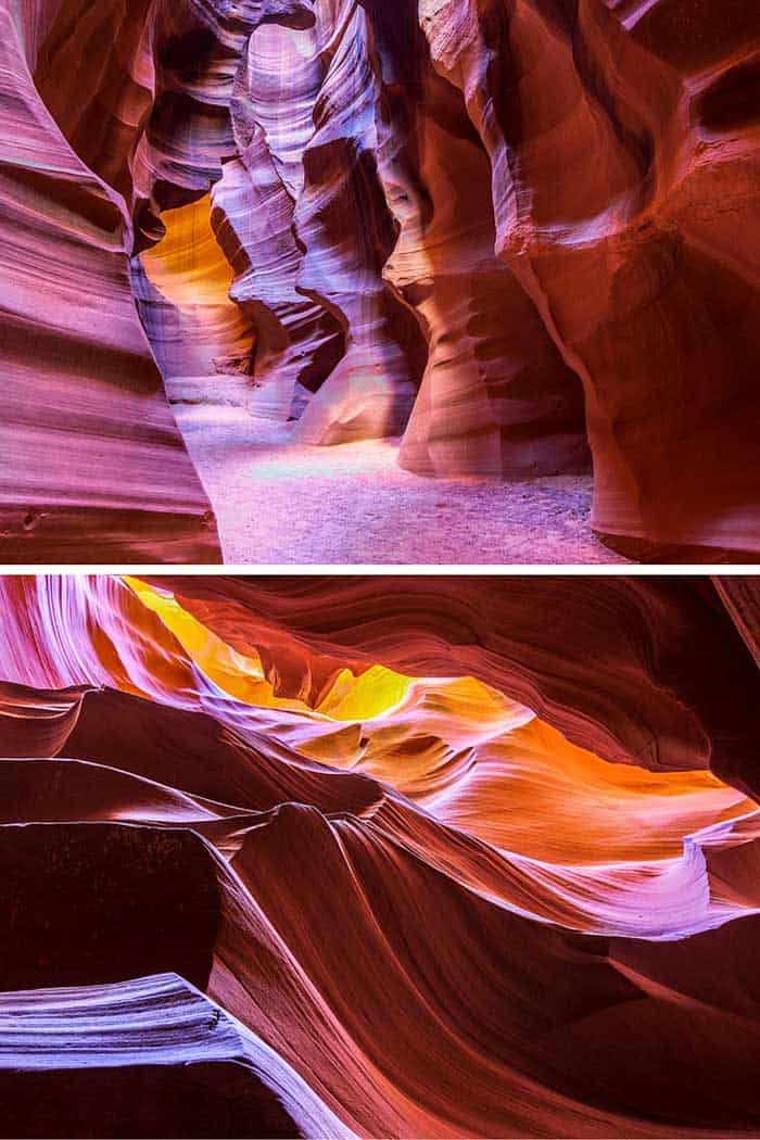 Antelope Canyon in northern Arizona was formed by erosion of sandstone, primarily due to flash flooding. The Navajo name for this area is “the place where water runs through rock.” Check out 20 more UNREAL travel destinations on Avenly Lane Travel!