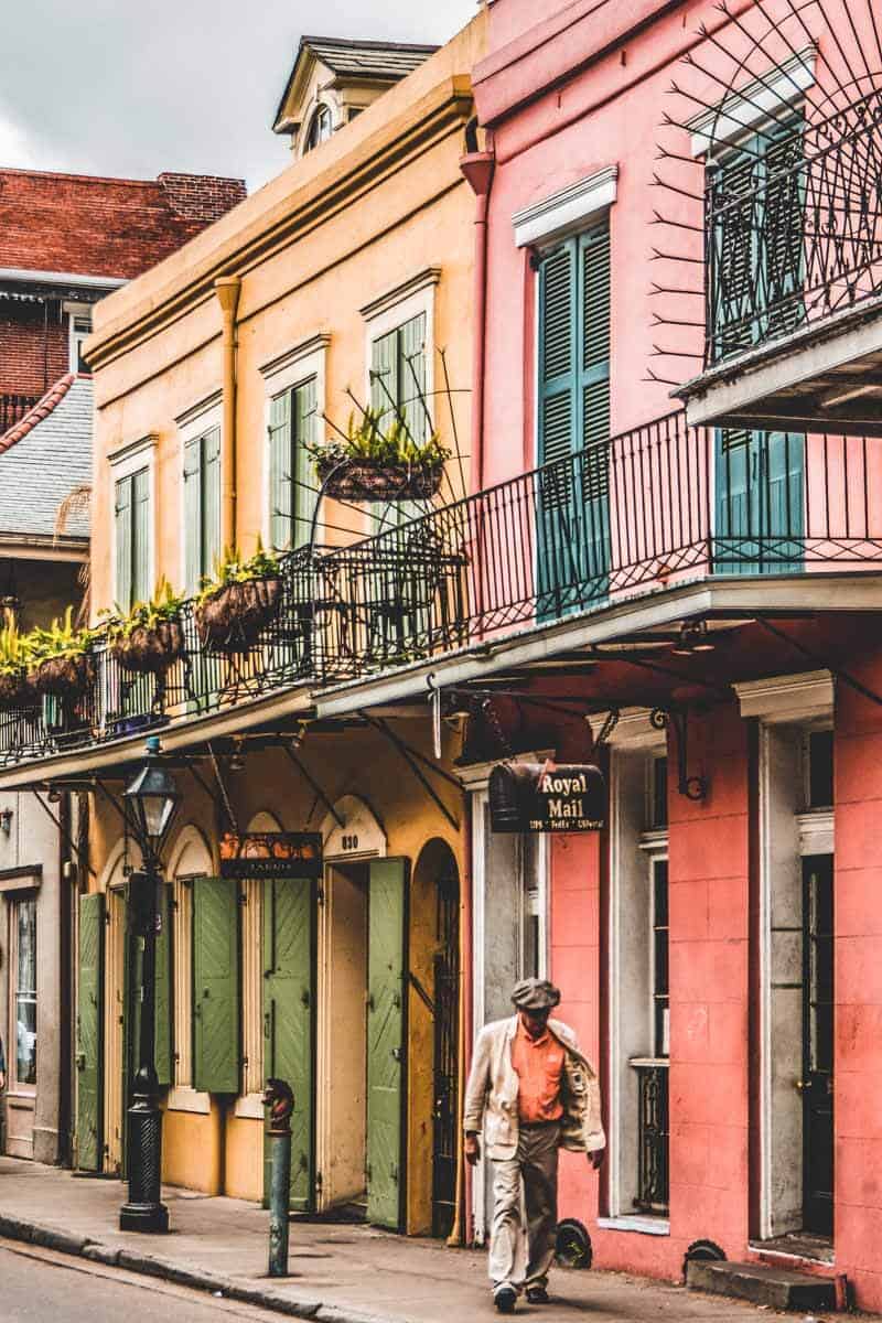 Colorful houses in the French quarter New Orleans