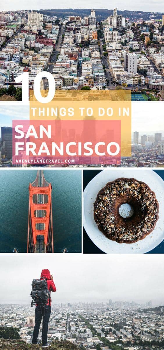 Best things to see in San Francisco! Top Things to do in San Francisco! Planning a trip to San Francisco and looking for the must see places to visit? Whether your vacation lasts one day or one week here are some of the top things you can't miss! Click through to ww.avenlylanetravel.com to read more on the best food, restaurants, shopping, taking travel photos at Lombard Street, beaches, the Golden Gate Bridge, and so much more! #sanfrancisco #USA #usatravel #traveltips #wanderlust #avenlylane #avenylanetravel
