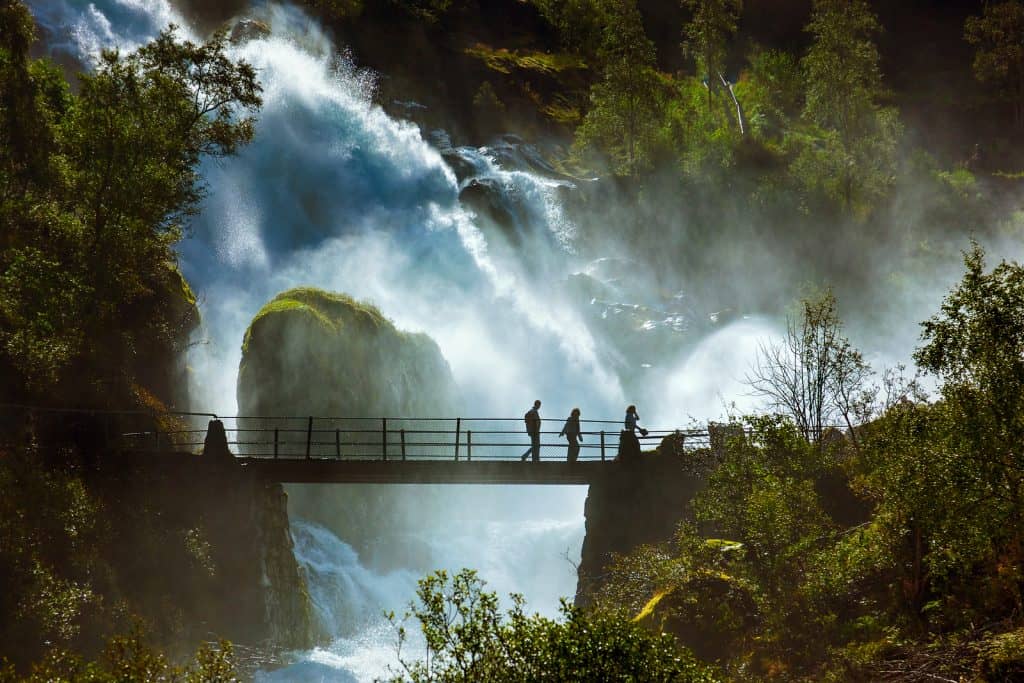 Waterfall near Briksdal glacier - Norway 