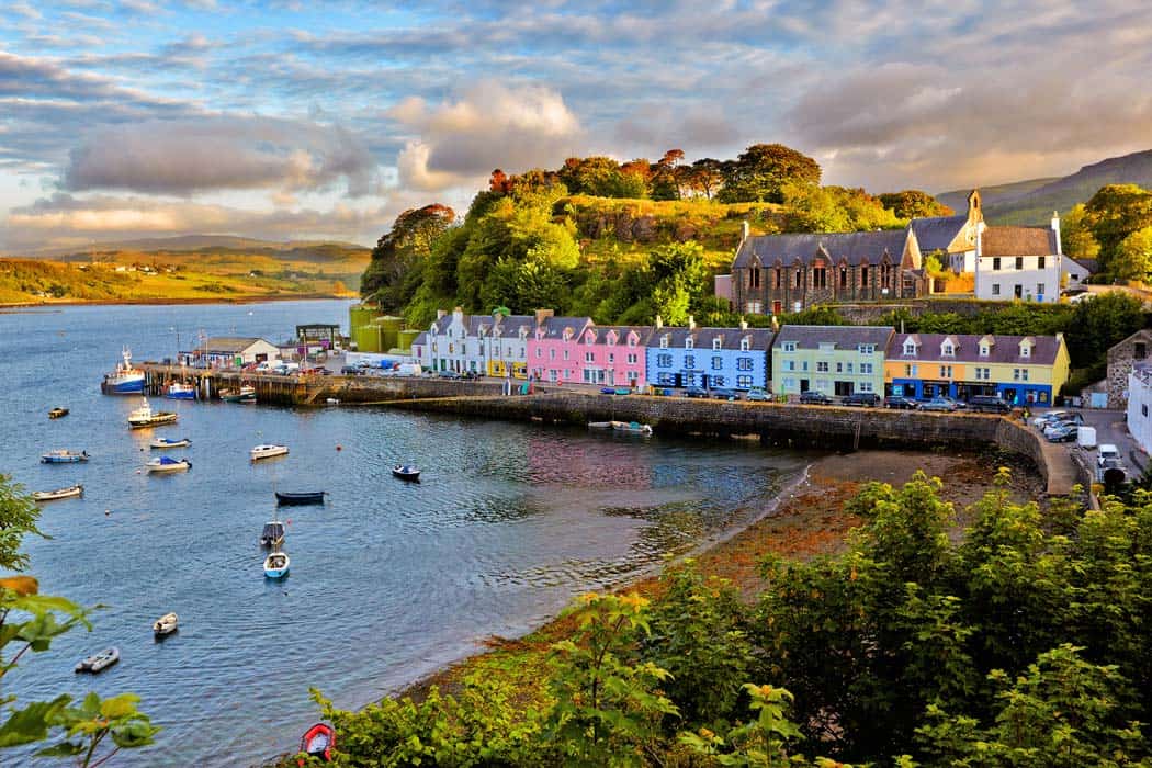 View on Portree before sunset. One of the cutest towns in Scotland.