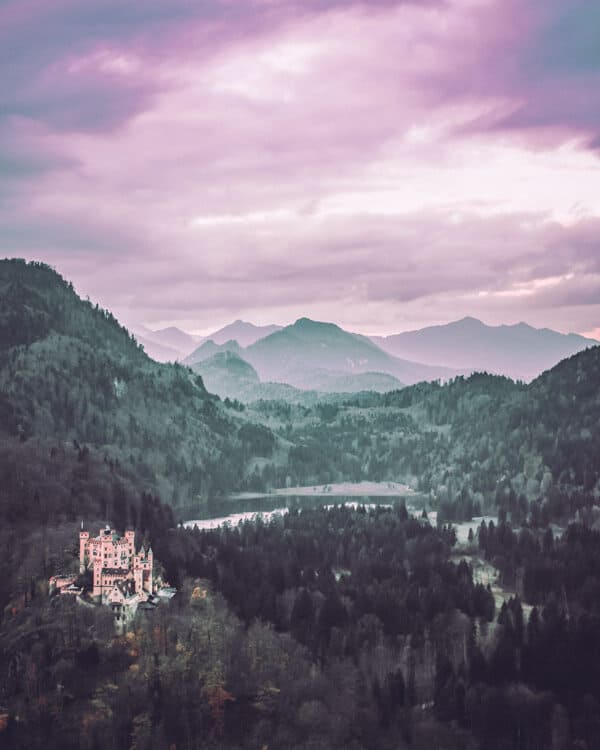 The Bavarian Alps with Hohenschwangau, Germany. Hohenschwangau Castle Germany