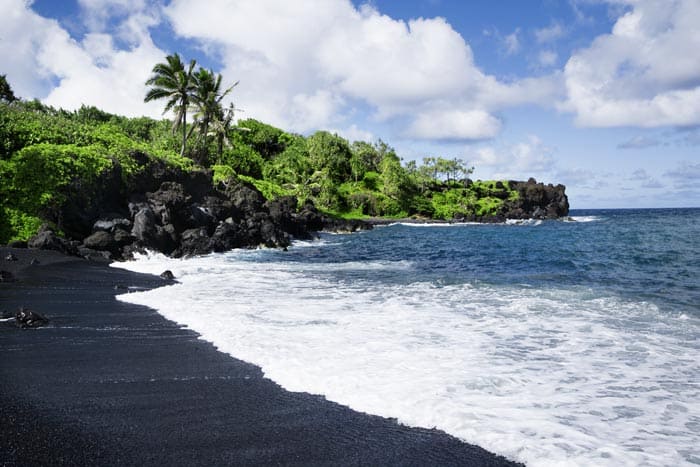 Black Sand Beach in Maui, Hawaii