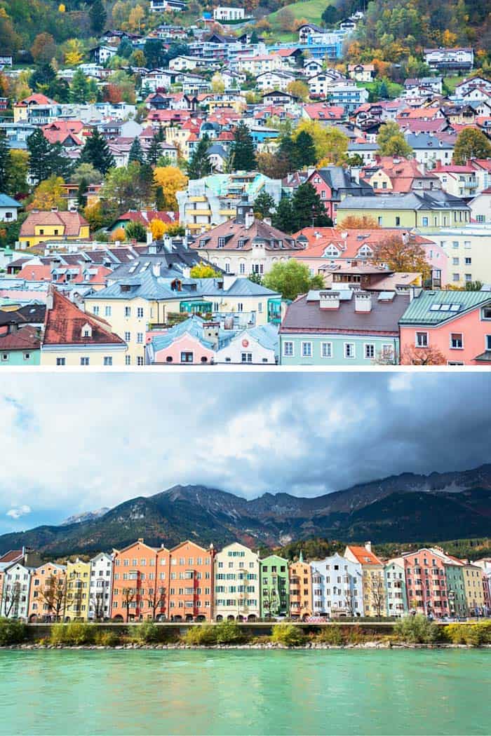 Innsbruck, Austria! Click through to see some of the most colorful cities in the world! This post does not contain industrial soot stained cities; instead it showcases some of the most vibrant looking cities in the world.