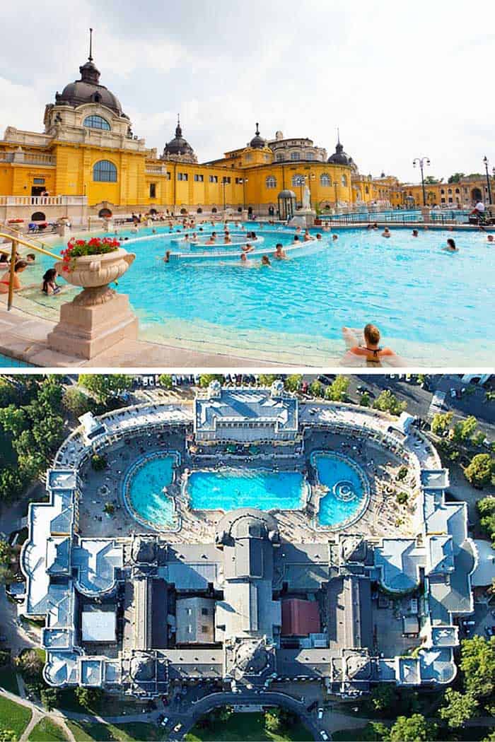 The Széchenyi thermal bath is the largest wellness pool in Europe. Not only are the waters theraputic, but the grounds make you feel like you are the resident of a grand palace. Click through to see 20 more of the best pool in the world!