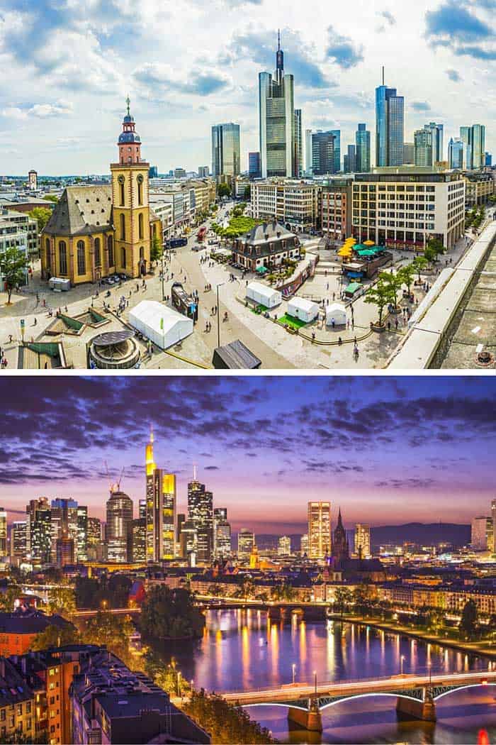  Frankfurt is known as Germany’s financial center, and frankly (get it) one of the world’s financial centers. I think of it as an airport I’ve been stuck in too many times. Click through to see 18 of the BEST skylines in the world!