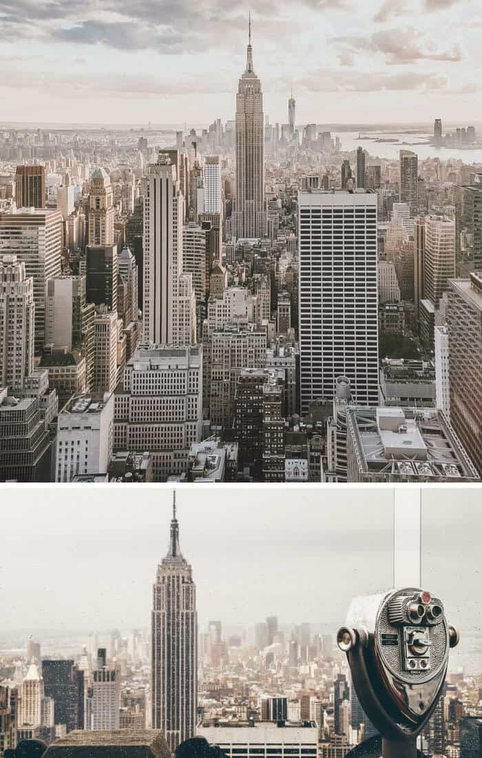 New York Empire State Building and top of the rock. Empire State Building