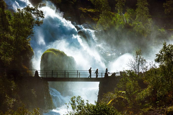 Waterfall near Briksdal Glacier. Norway has some of the most beautiful waterfalls in the world as well, could it get any better than this?!