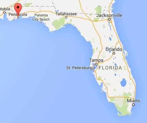 Map of Pensacola Florida.  (Panhandle/Emerald Coast)