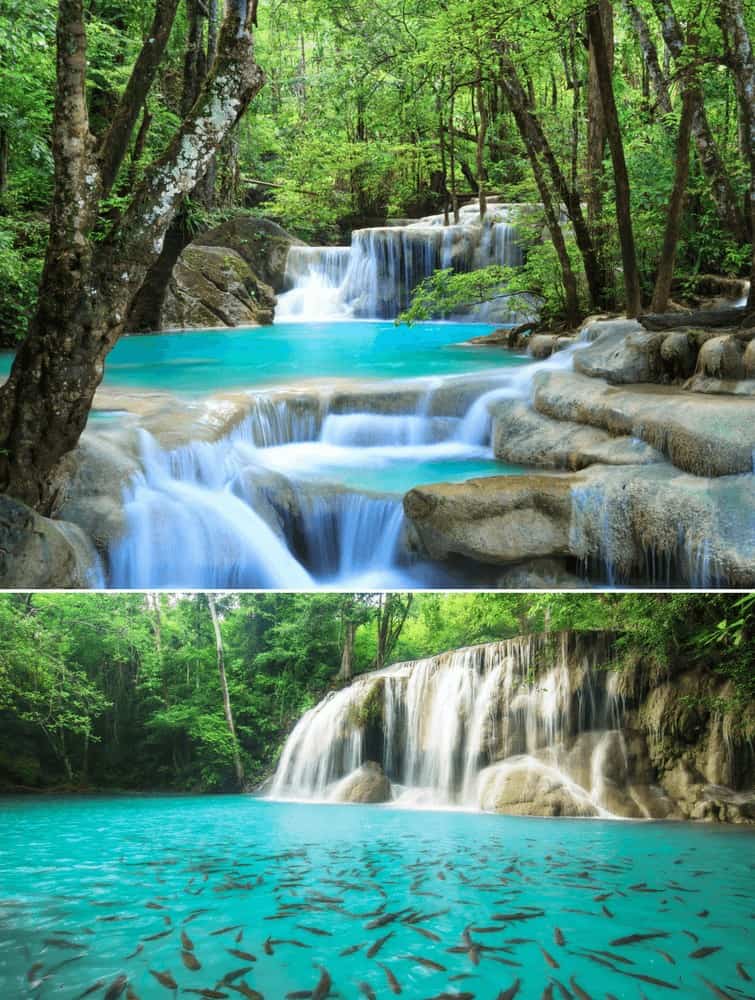 Erawan Waterfall in Thailand! See the best Asia waterfalls! Erawan Waterfall Thailand