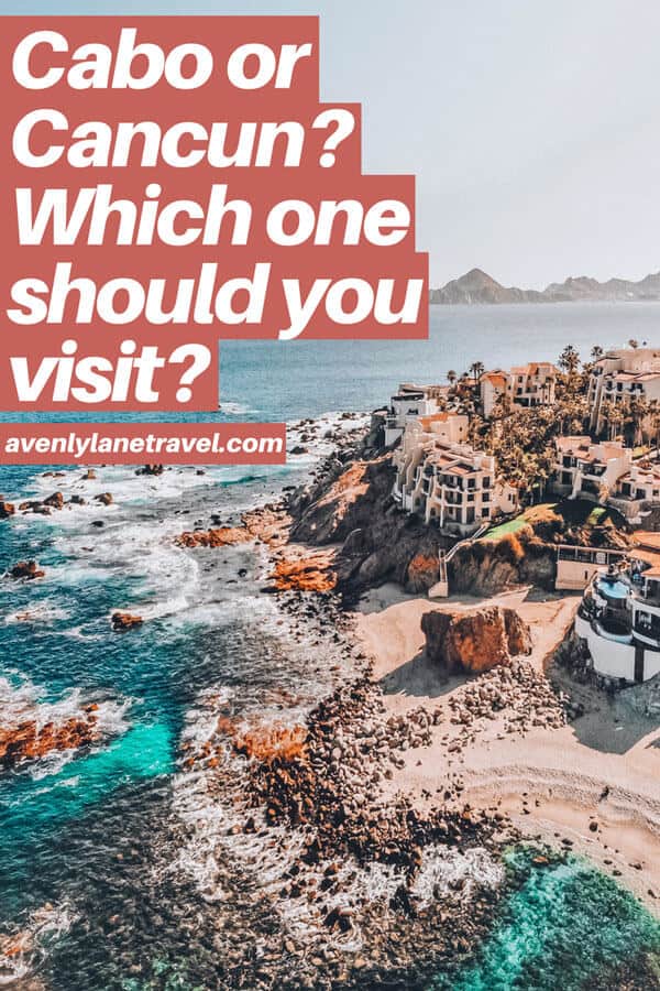 Cabo or Cancun? Which is better?Planning a trip to Mexico and wondering which beach vacation you should consider - Cabo or Cancun? If you are wondering which is better than click through to www.avenlylanetravel.com and check out the major differences between the 2 beach destinations in Mexico. #cabo #mexico #cancun