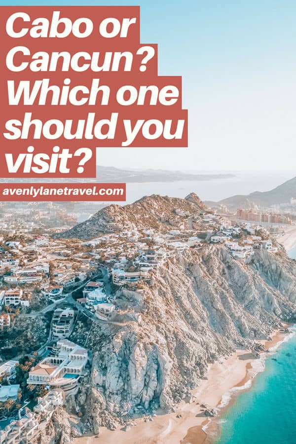 Cabo or Cancun? Which is better?Planning a trip to Mexico and wondering which beach vacation you should consider - Cabo or Cancun? If you are wondering which is better than click through to www.avenlylanetravel.com and check out the major differences between the 2 beach destinations in Mexico. #cabo #mexico #cancun