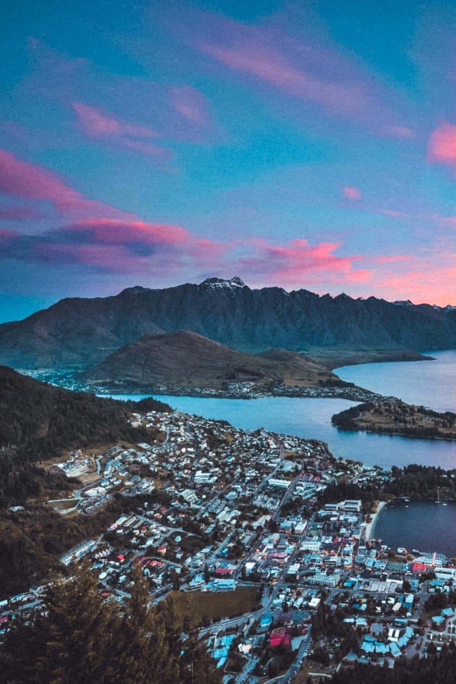 New Zealand most breathtaking view of the of most beautiful city in New Zealand, Queenstown in the South Island. 