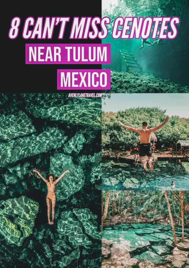 Cenotes Tulum Mexico! The 8 best cenotes neat Tulum Mexico! Want to make the most of your Cancun vacation? If yes, you definitely need to get away from the Hotel Zone and beaches to see some of the most beautiful cenotes Tulum offers. #tulum #tulummexico #cancun #mexico #cancunmexico #cenote #cenotes #avenlylanetravel #avenlylane