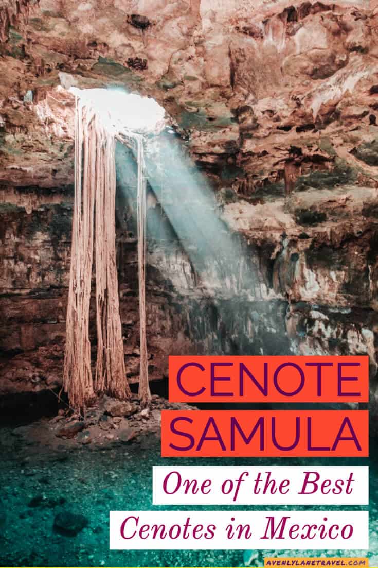 Cenote Samula! Cancun Cenotes are known for being amazing and Cenote Samula is one that contributes to this well-deserved reputation. Read everything you need to know about visiting this incredible cenote in Mexico on avenlylanetravel.com #cenotes #cancun #avenlylanetravel #avenlylane #cenote #travelinspiration #beautifulplaces #tulum