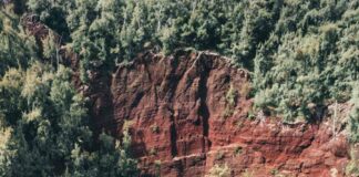 View of the red sand beach in Maui, Hawaii