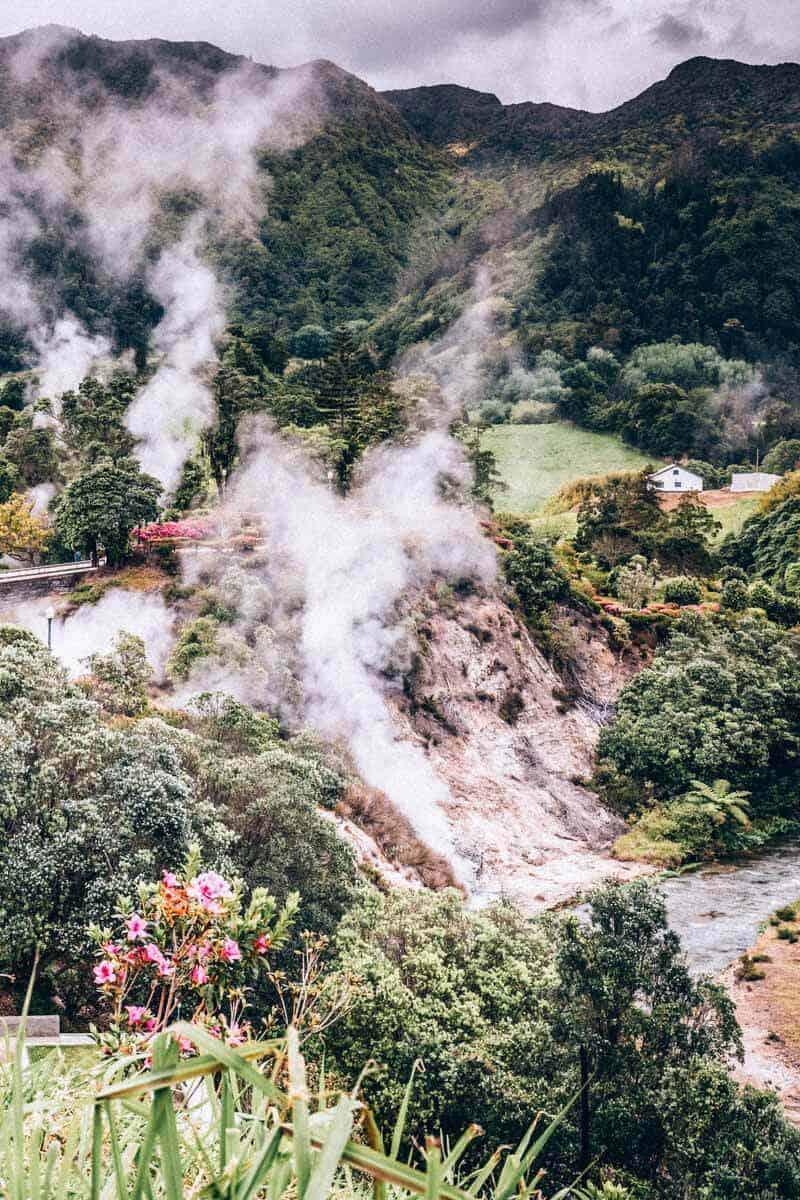 The top 10 things to do in Ponta Delgada Azores will blow you away. Azores holidays feature volcanoes, black sand Azores beaches, and natural hot springs like you have never seen before. Every been in a bight orange hot spring? Me neither until our trip to the Azores Islands! #azores #avenlylane #avenlylanetravel #travelinspiration #beautifulplaces #hotsprings #portugal #protugaltravel #azoresislands #traveltips