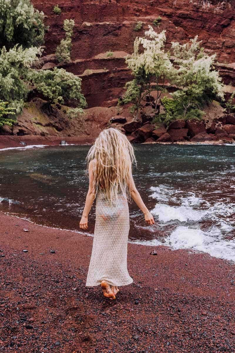 Red Sand Beach or Kaihalulu Beach in Maui, Hawaii - is one of the best beaches Maui offers.