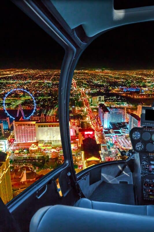 Helicopter tour at night of the Las Vegas Strip