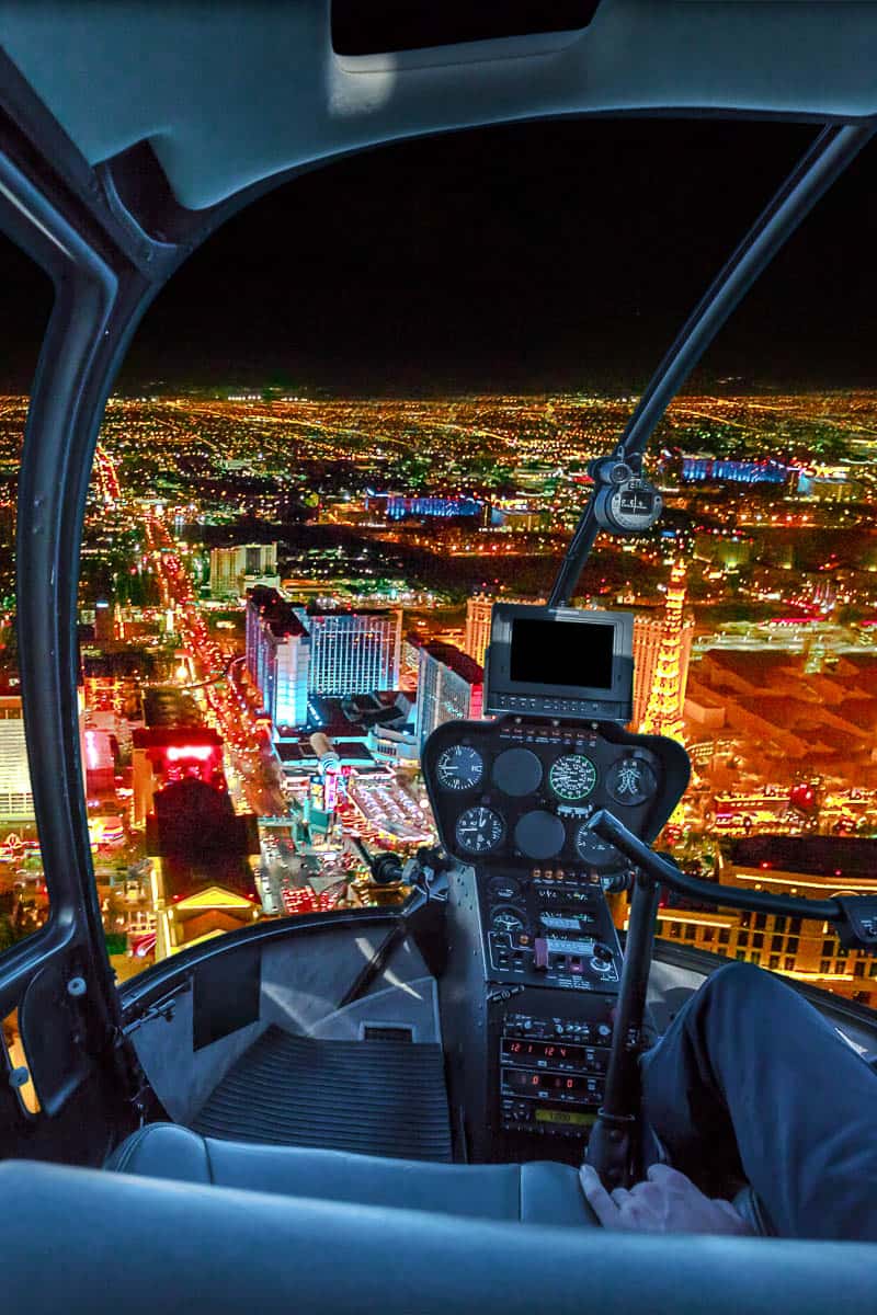 Helicopter tour at night of the Las Vegas Strip