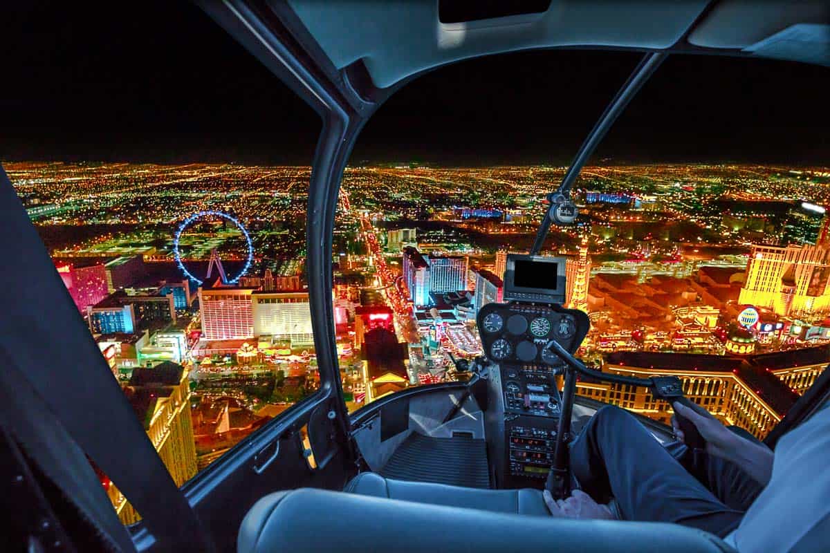 Helicopter tour of the Las Vegas Strip at night