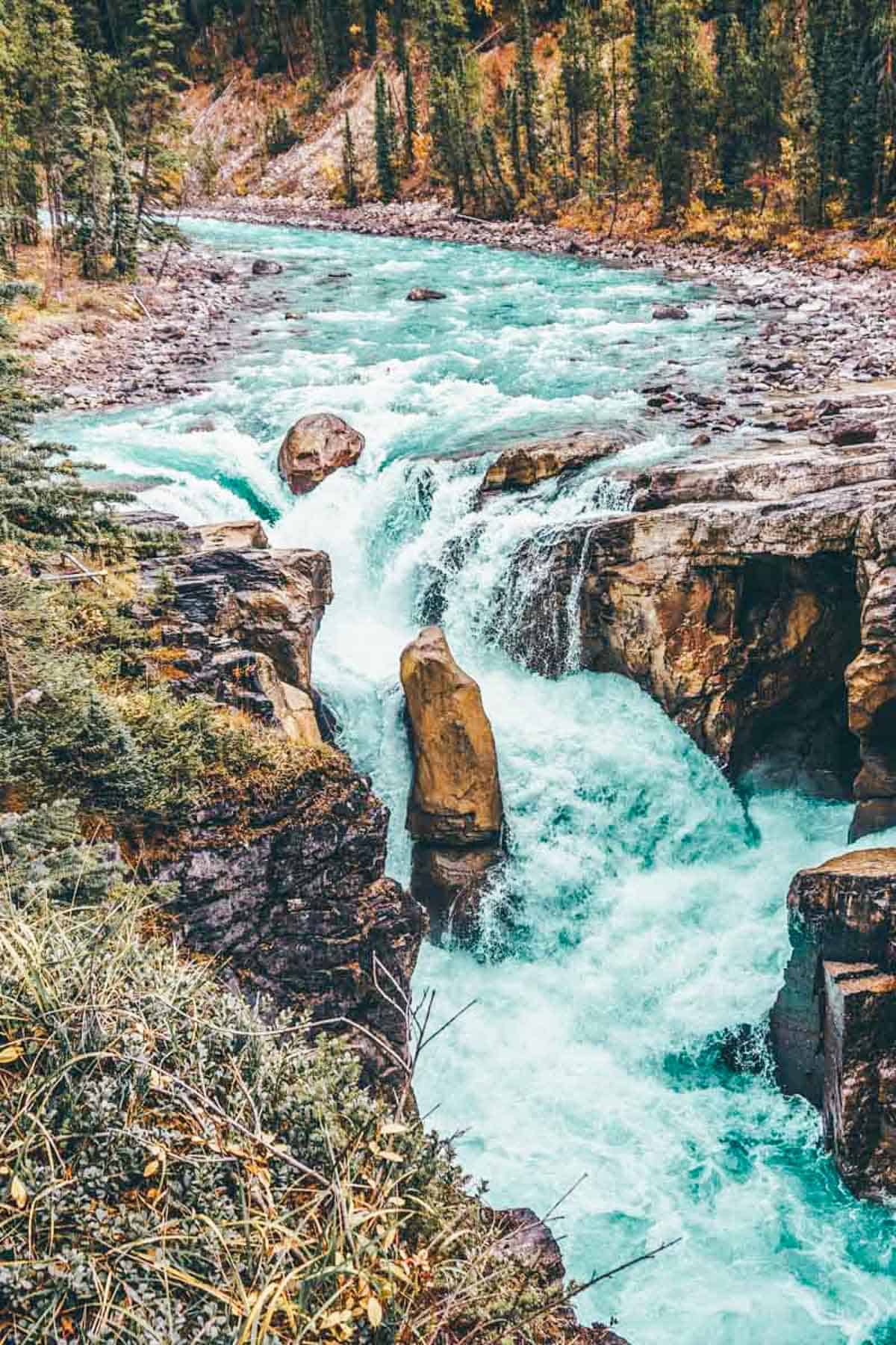 Sunwapta Falls in Jasper National Park, Alberta Canada