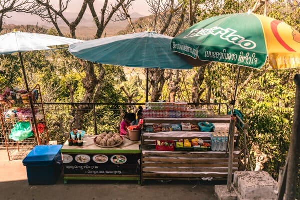 Vendors at the top of Mount Phousi