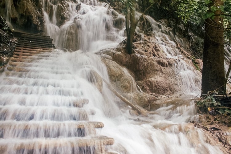 Stairs At Tat Kuang Si Waterfall In Laos 