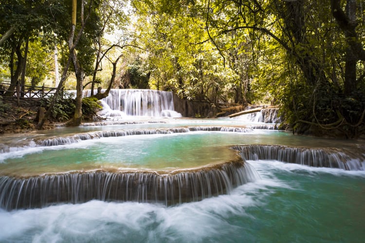 Kuang Si Falls Or Known As Tat Kuang Si Waterfalls. 