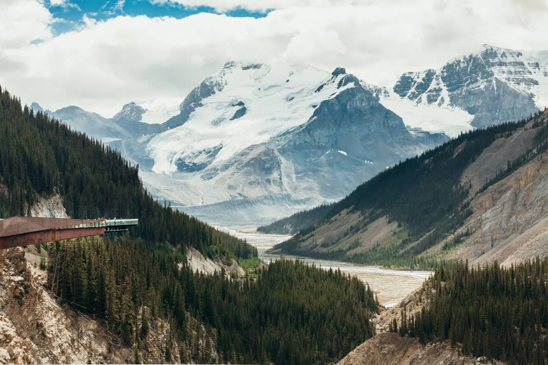 Columbia Icefield skywalk view Athabasca glacier