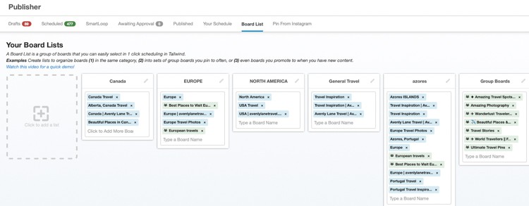 Tailwind App Board Lists