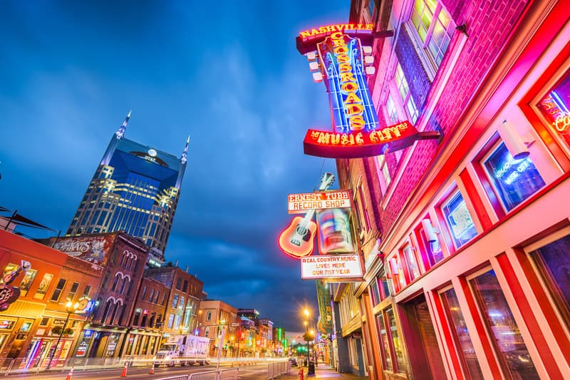 Broadway Street in Nashville Tennessee 