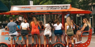 Party bike tour in the streets of Nashville.