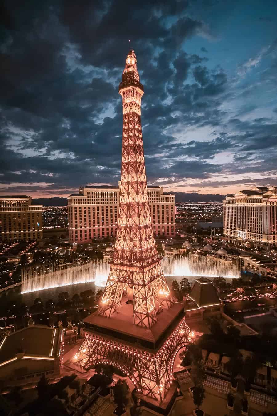 Eiffel Tower in Las Vegas at Sunset