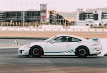 Porsche 991 GT3 on the track at the Las Vegas Motor Speedway.
