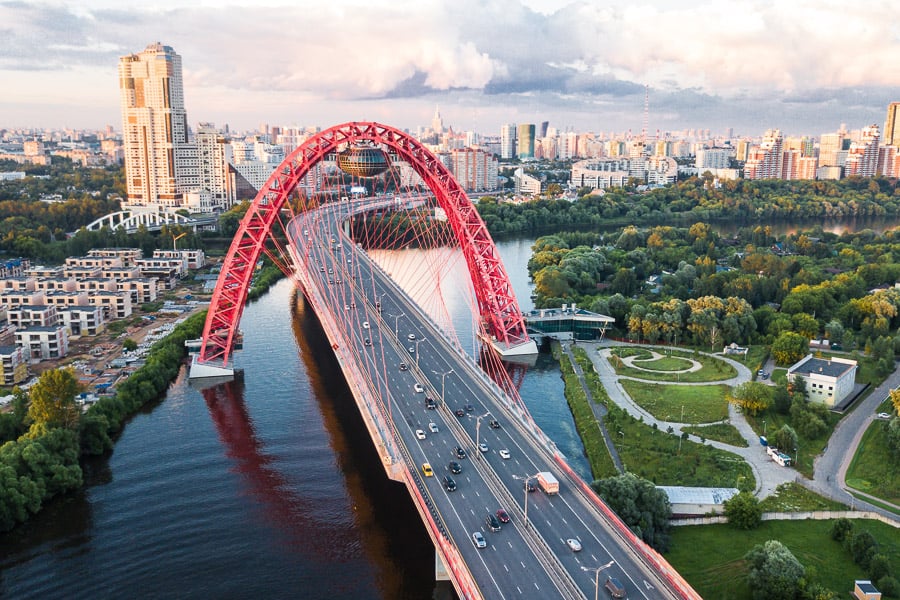 Zhivopisny Bridge in Moscow Russia 