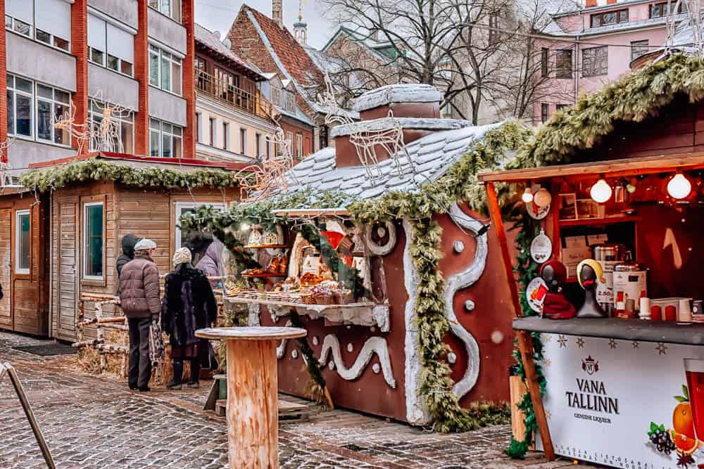 Christmas market on Dome Square in Riga Latvia
