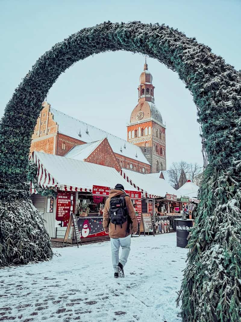 Entrance to Riga's Christmas market in Latvia