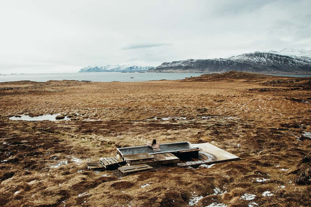 Djupavogskorin hot spring located in Djupivogur Iceland.