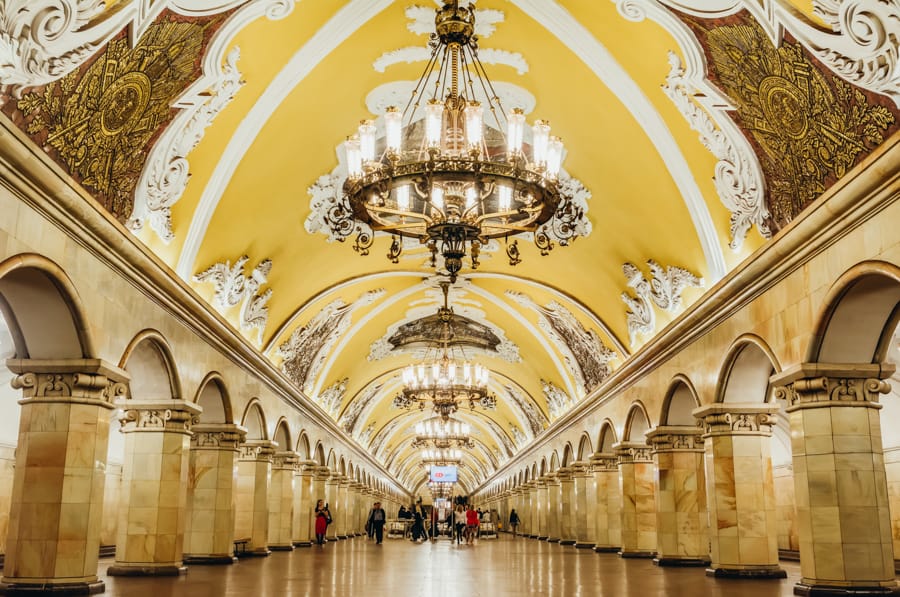 Komsomolskaya Metro station in Moscow.