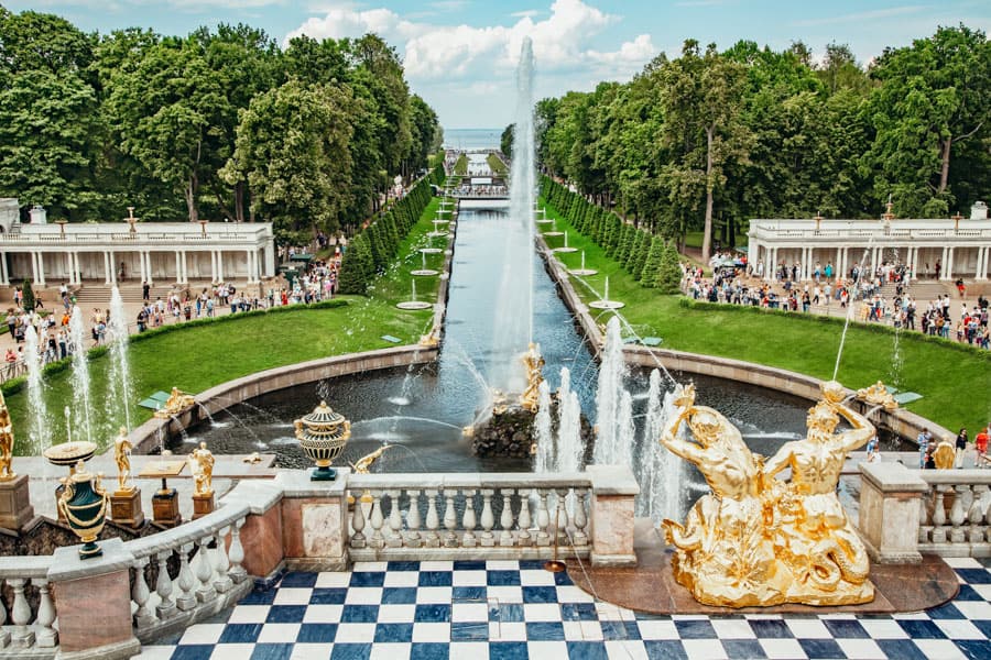 Peterhof Palace gardens in Saint Petersburg Russia
