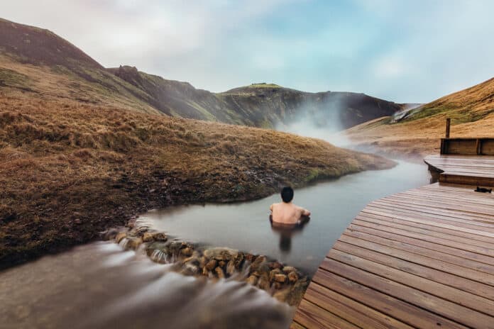 Reykjadalur Hot Spring Thermal River In Iceland