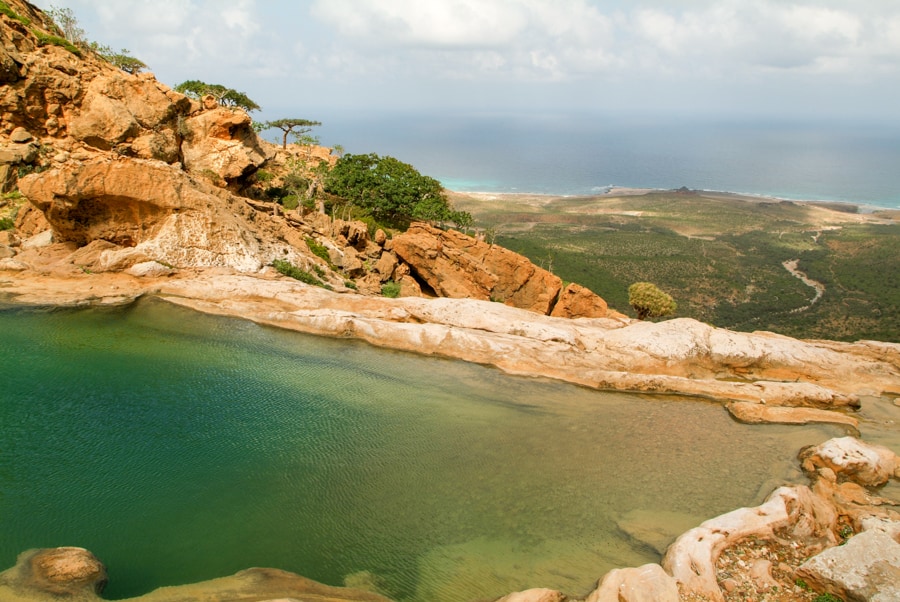 The mountain lake of Homhil on the island of Socotra Yemen.
