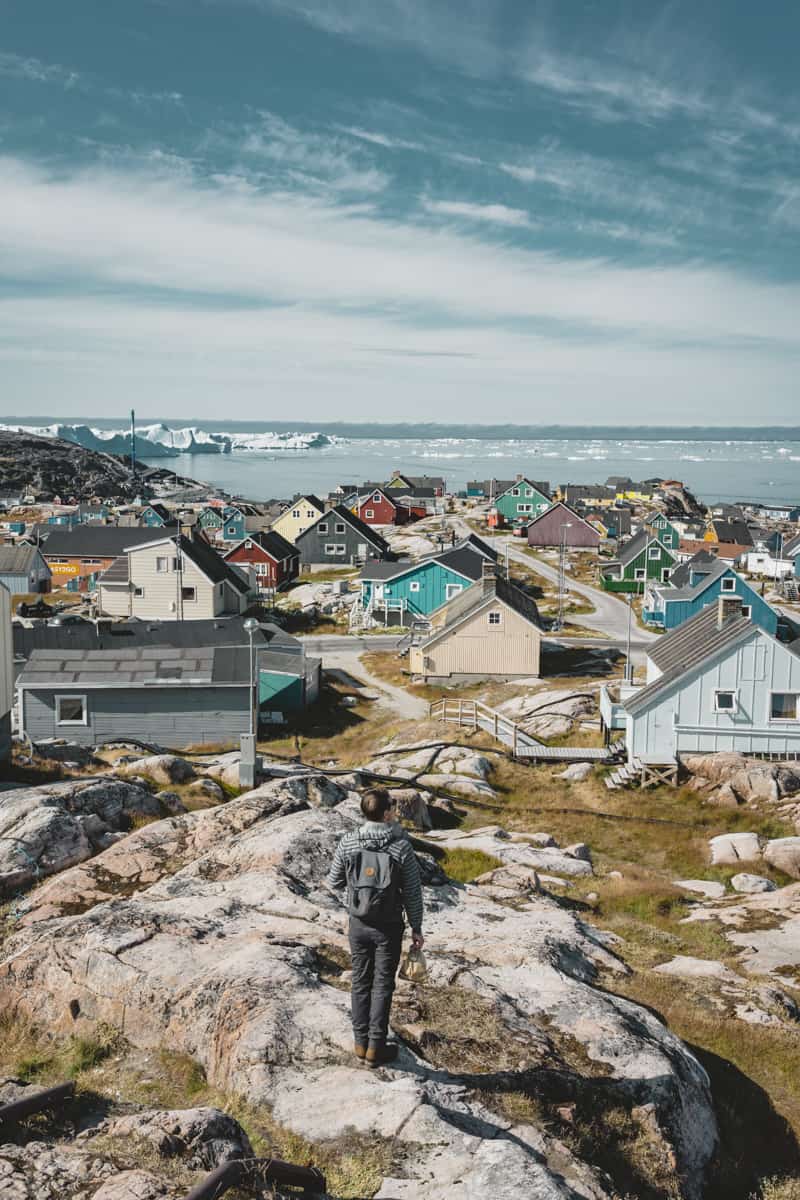 View of Arctic city of Ilulissat, Greenland.