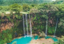 Ayn Athum waterfall in Salalah Oman.