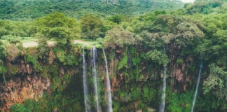 Ayn Athum waterfall in Salalah Oman.