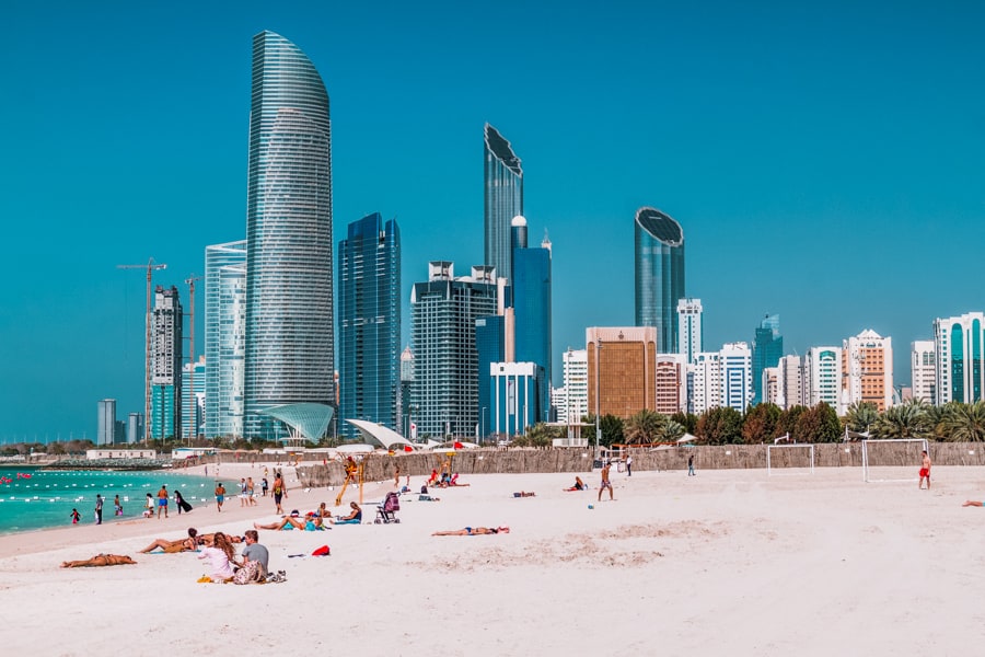  People on Corniche beach in Abu Dhabi