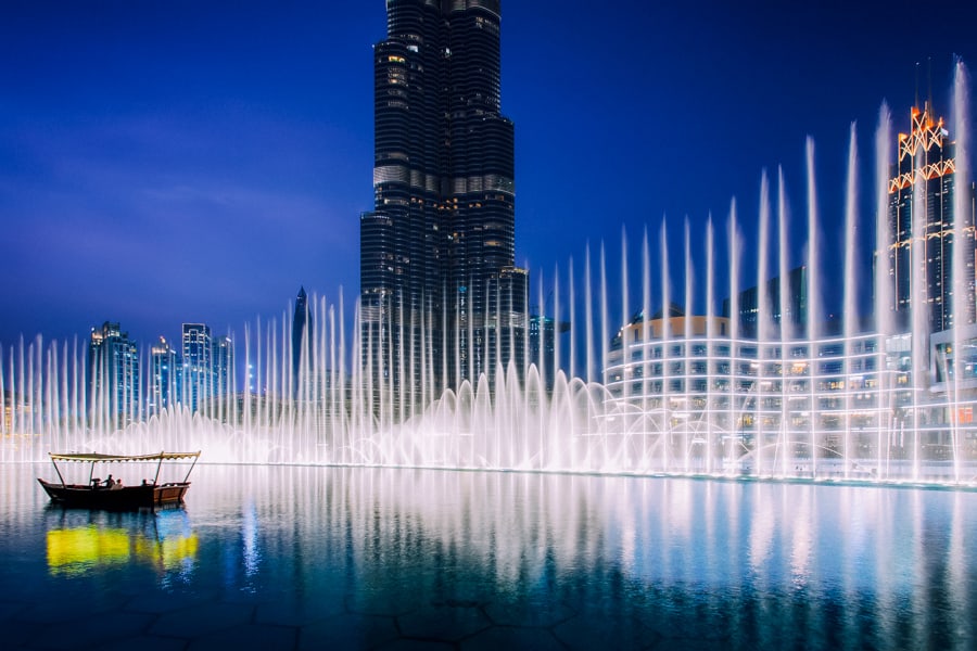 Dubai Fountain show by boat