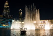 Dubai fountain show at night